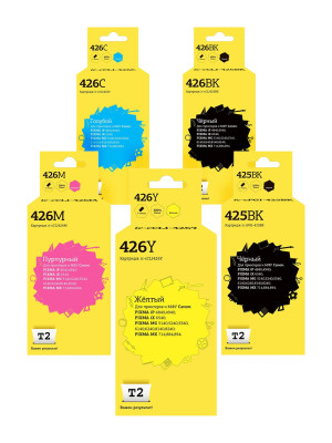 IC-CCLI-426_MP Комплект картриджей T2 для Canon: PGI-425BK/CLI-426, пигментный черный, черный, голубой, пурпурный, желтый