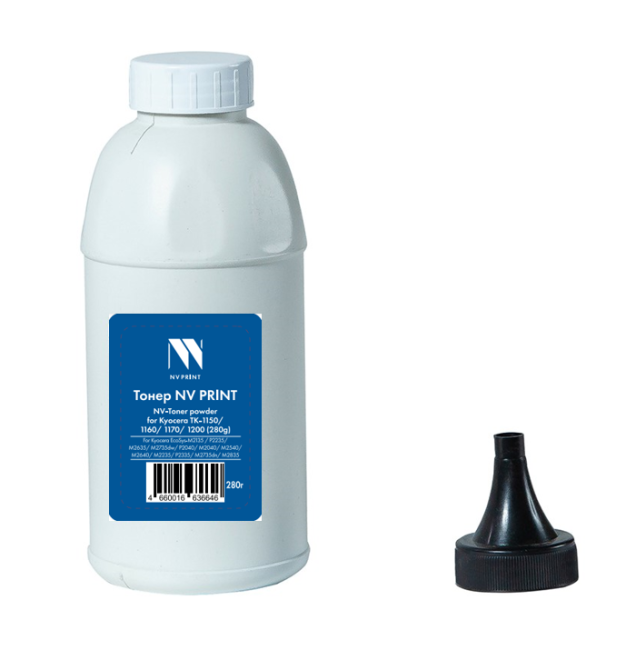 Тонер NVP для Kyocera TK-1150, TK-1160, TK-1170, TK-1200 (280г) для Kyocera ECOSYS M2040, M2135, M2235, M2540, M2635, M2640, M2735, M2835, P2040, P2235, P2335 совместимый