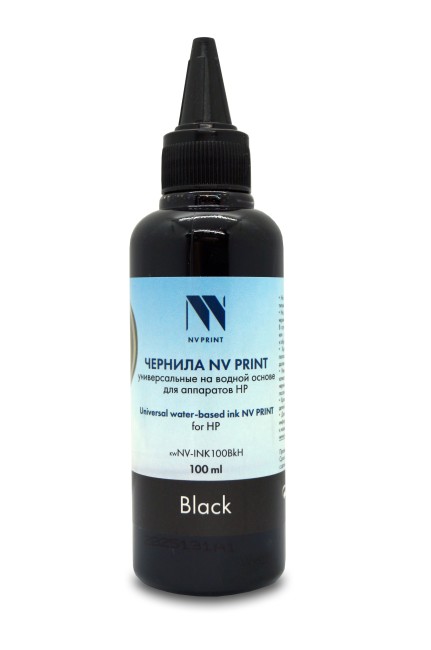 Чернила NV PRINT универсальные на водной основе NV-INK100BkH для аппаратов НР (100 ml) Black совместимые