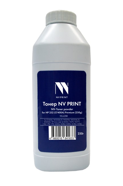 Тонер NVP для HP 252 (250г) Yellow для CF402A, W2032A/X, W2072A, W2212A/X, W2412A, HP Color LaserJet M252, M274, M277,  150, 178, 179, M255, M282, M283, M182, M183 совместимый Premium