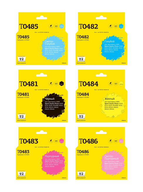 IC-ET0487 Комплект картриджей T2 для Epson T0487: черный, голубой, пурпурный, желтый, светло-голубой, светло-пурпурный IC-ET0487 Комплект картриджей T2 для Epson T0487: черный, голубой, пурпурный, желтый, светло-голубой, светло-пурпурный