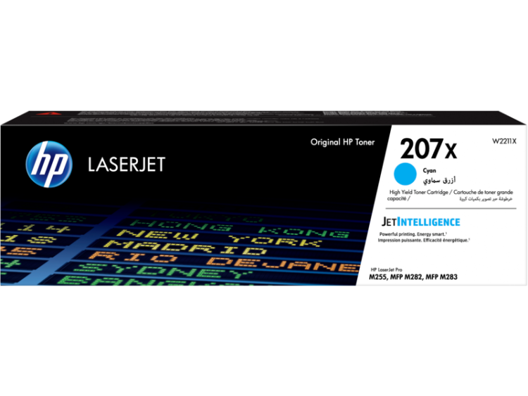 Картридж лазерный HP 207X для HP M255/MFP M282/M283, 2,45К (О) голубой W2211X