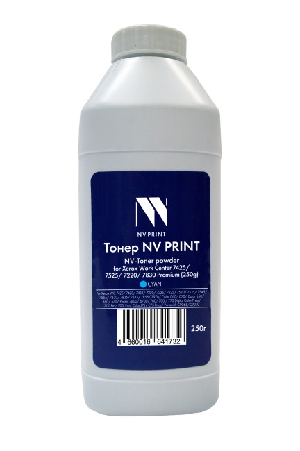 Тонер + девелопер NVP для Xerox WorkCenter 7425, 7525, 7220, 7830 Premium (250г) Cyan. WC 7425, 7428, 7435; WC 7220, 7225; WC 7525, 7530, 7535, 7545, 7556, 7830, 7835, 7845, 7855, 7970; Color C60, С70; Color 550, 560, 570; Phaser 7800; Phaser 6700; 700, 7