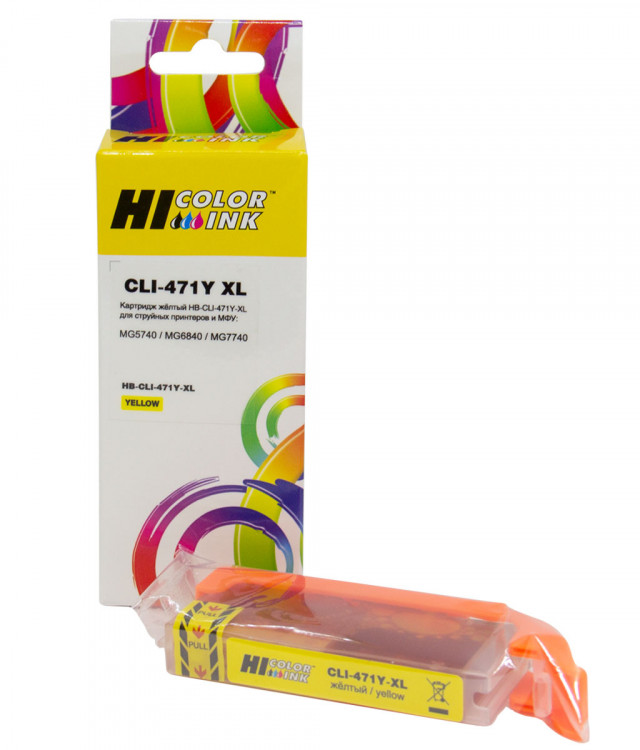 Картридж Hi-Black (CLI-471XLY) для Canon MG5740/MG6840/MG7740, Yellow