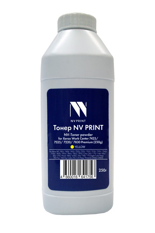 Тонер + девелопер NVP для Xerox WorkCenter 7425, 7525, 7220, 7830 Premium (250г) Yellow. WC 7425, 7428, 7435; WC 7220, 7225; WC 7525, 7530, 7535, 7545, 7556, 7830, 7835, 7845, 7855, 7970; Color C60, С70; Color 550, 560, 570; Phaser 7800; Phaser 6700; 700,
