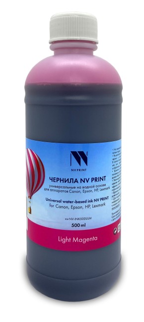 Чернила NV PRINT универсальные на водной основе NV-INK500ULM для аппаратов Сanon/Epson/НР/Lexmark (500 ml) Light Magenta совместимые