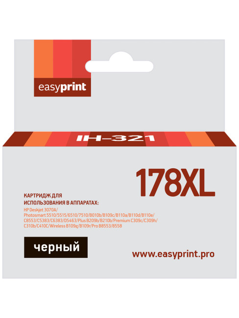 Картридж EasyPrint IH-321 №178XL для HP Deskjet 3070A/Photosmart 5510/6510/C8583, черный, с чипом