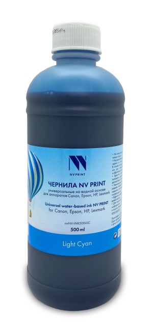 Чернила NV PRINT универсальные на водной основе NV-INK500ULC для аппаратов Сanon/Epson/НР/Lexmark (500 ml) Light Cyan совместимые