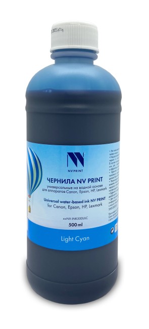 Чернила NV PRINT универсальные на водной основе NV-INK500ULC для аппаратов Сanon/Epson/НР/Lexmark (500 ml) Light Cyan совместимые