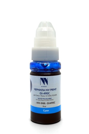 Чернила NV PRINT GI-490C (0664C001) для Canon Pixma G3400, G4400, G2400, G1400, G3410, G4410, G2410, G1410, G3411, G1411, G1416 (70 мл) Cyan совместимые