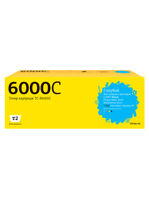 TC-X6000C Тонер-картридж T2 для Xerox Phaser 6000/6010/WC6015 (1000 стр.) голубой, с чипом 106R01631
