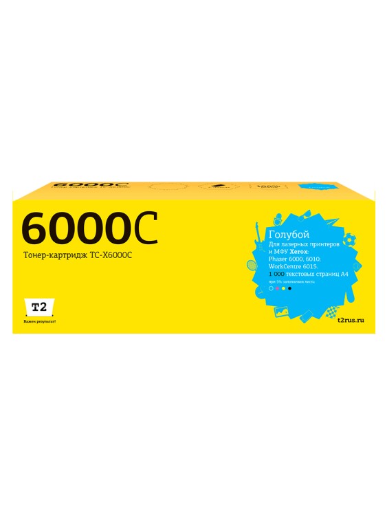 TC-X6000C Тонер-картридж T2 для Xerox Phaser 6000/6010/WC6015 (1000 стр.) голубой, с чипом 106R01631