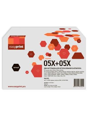 05X/80X/719H/C-EXV40D Двойная упаковка картриджа EasyPrint LH-CE505XD U для HP LJ P2055/M401/M425/Canon LBP251/MF411/416/5940 (2шт.x6900 стр.) с чипом