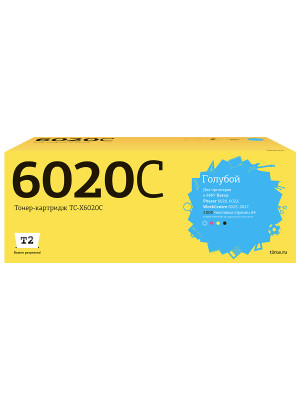 TC-X6020C Тонер-картридж T2 для Xerox Phaser 6020/6022/WorkCentre 6025/6027 (1000 стр.) голубой, с чипом 106R02760