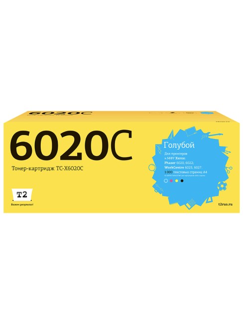 TC-X6020C Тонер-картридж T2 для Xerox Phaser 6020/6022/WorkCentre 6025/6027 (1000 стр.) голубой, с чипом 106R02760