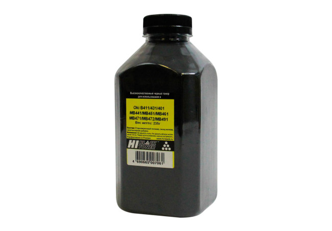 Тонер Hi-Black для Oki B411/431/401/MB441/MB451/MB461/MB471/MB472/MB491, Bk, 235 г, банка