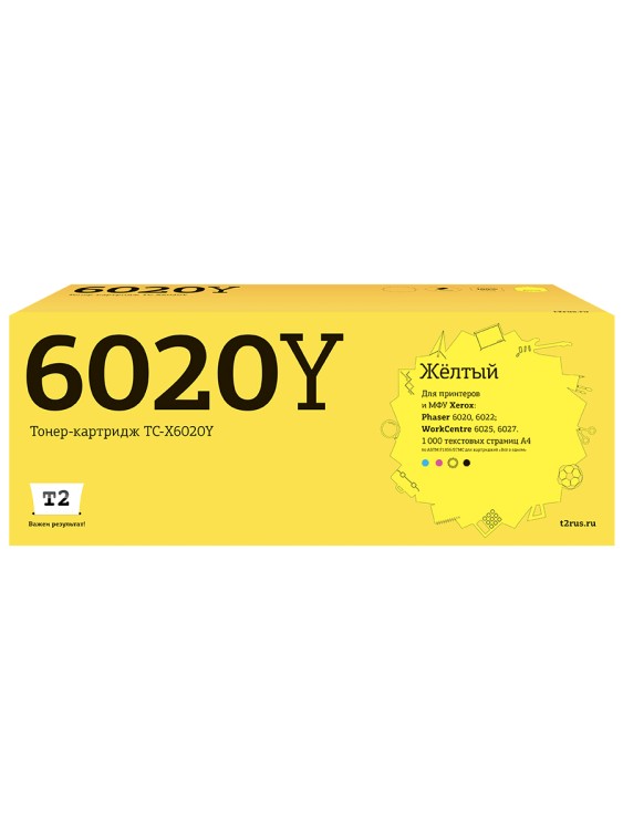 TC-X6020Y Тонер-картридж T2 для Xerox Phaser 6020/6022/WorkCentre 6025/6027 (1000 стр.) желтый, с чипом 106R02762