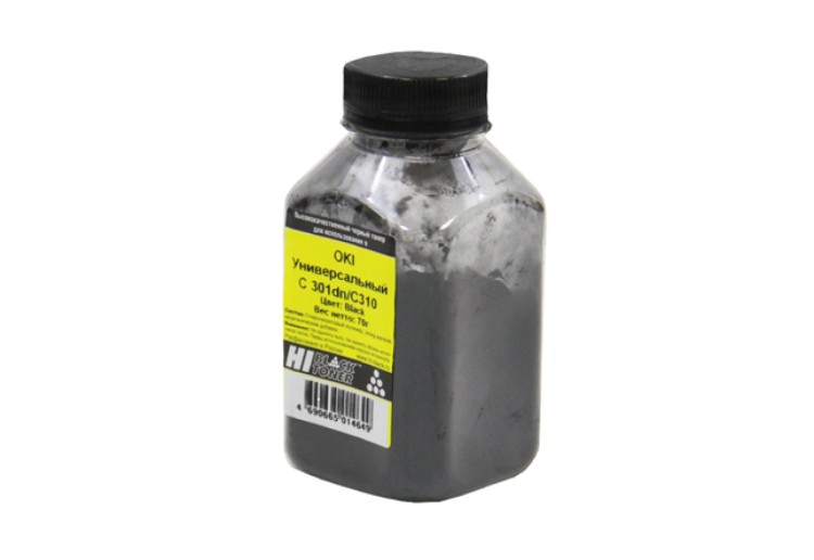 Тонер Hi-Black Универсальный для Oki С301dn/C310, Bk, 70 г, банка