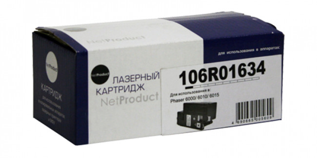 Тонер-картридж NetProduct (N-106R01634) для Xerox Phaser 6000/6010/WC6015, Bk, 2K Тонер-картридж NetProduct (N-106R01634) для Xerox Phaser 6000/6010/WC6015, Bk, 2K