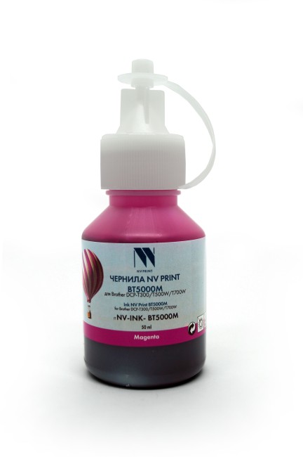 Чернила NV PRINT BT5000M для Brother DCP-T300/T500W/T700W/T220/T226/T310/T420W/T425W/T426W/T428W,T510W/T520W/T710W/T720DW/T725DW/T820DW/T825DW, MFC-T810W/T910DW/T920DW/T925DW/T4500DW, HL-T4000DW (50 мл) Magenta совместимые