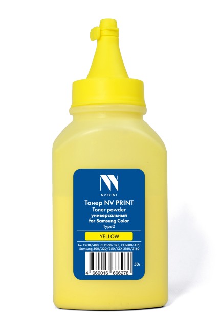 Тонер NVP для Samsung Color универсальный Type2 (50г) Yellow совместимый