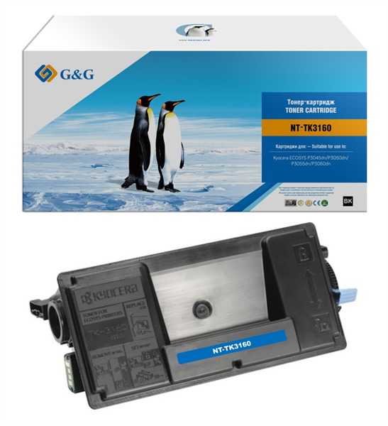 Тонер-картридж G&G toner cartridge for Kyocera P3045dn/P3050dn/P3055dn/P3060dn/P3145dn/P3150dn/P3155dn/P3260dn/M3145dn/M3645dn/M3860idn/M3860idnf 12 500 pages with chip TK-3160 1T02T90NL1