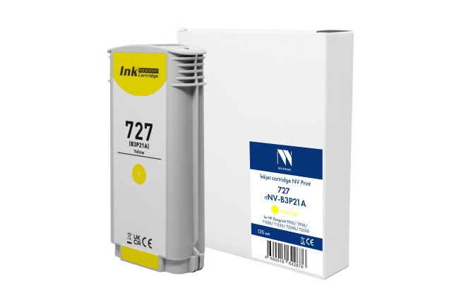 Струйный картридж NV Print 727 (NV-B3P21A) Yellow для HP DesignJet T920/T930/T1500/T1530/T2500/T2530 (130 мл) совместимый