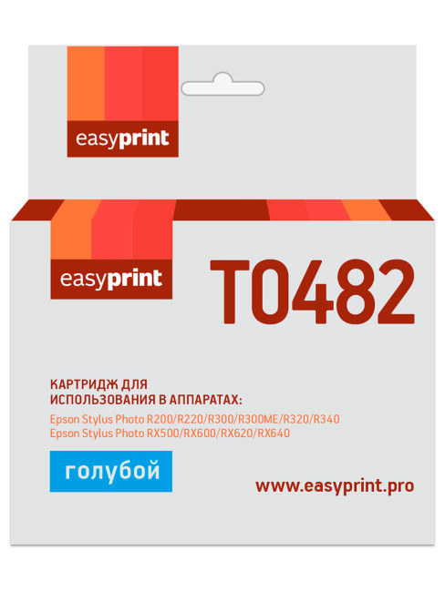T0482 Картридж EasyPrint IE-T0482 для Epson Stylus Photo R200/300/RX500/600, голубой, с чипом