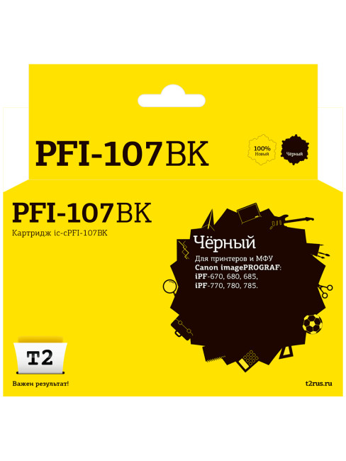 IC-CPFI-107BK Картридж T2 для Canon imagePROGRAF iPF-670/680/685/770/780/785, черный IC-CPFI-107BK Картридж T2 для Canon imagePROGRAF iPF-670/680/685/770/780/785, черный