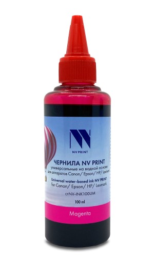 Чернила NV PRINT универсальные на водной основе NV-INK100UM для аппаратов Сanon/Epson/НР/Brother (100 ml) Magenta совместимые