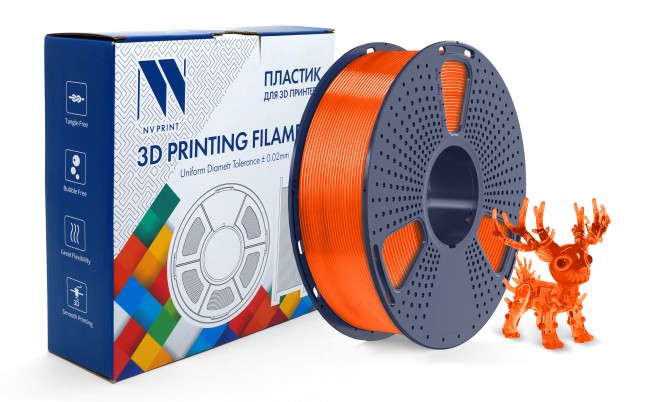 Филамент NVPRINT PLA+ Transparent Orange для 3D печати диаметр 1.75мм  длина 330 метров  масса 1 кг
