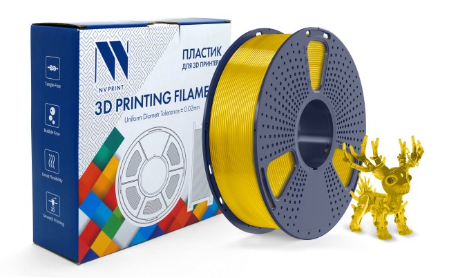 Филамент NVPRINT PLA+ Transparent Yellow для 3D печати диаметр 1.75мм  длина 330 метров  масса 1 кг