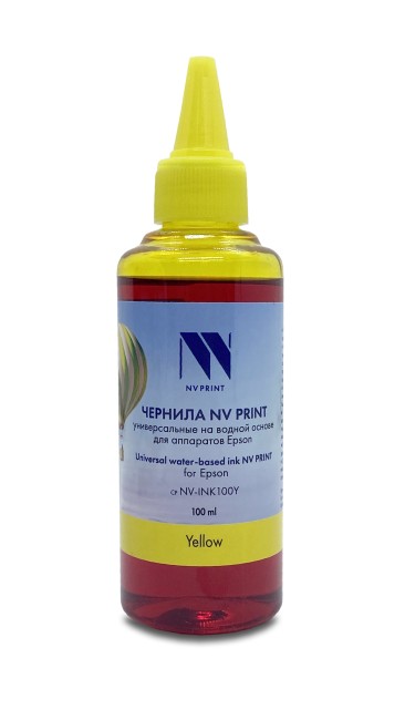 Чернила NV PRINT универсальные на водной основе NV-INK100Y для аппаратов Epson (100 ml) Yellow совместимые