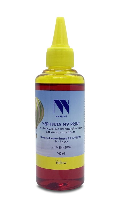 Чернила NV PRINT универсальные на водной основе NV-INK100Y для аппаратов Epson (100 ml) Yellow совместимые