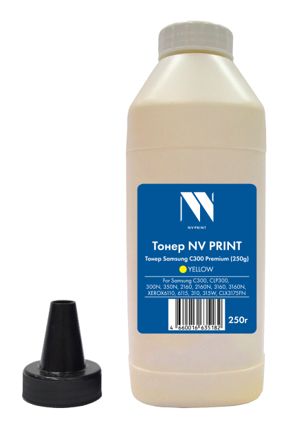 Тонер NVP для Samsung C300/CLP300/300N/350N/2160/2160N/3160/3160N/XEROX6110/6115/310/315W/CLX3175FN Premium (250 г) Yellow совместимый