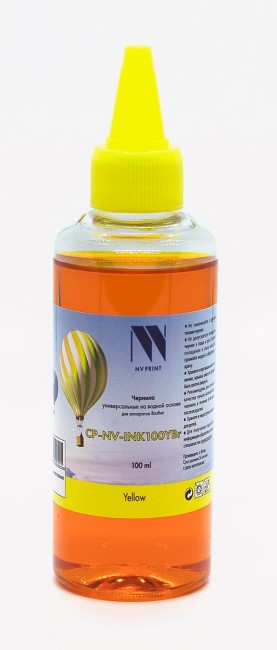 Чернила NV PRINT универсальные на водной основе NV-INK100YBr для аппаратов Brother DCP-T220, DCP-T310, DCP-T420W, DCP-T425W, DCP-T510W, DCP-T520W, DCP-T710W, DCP-T720DW, DCP-T820DW, MFC-T810W, MFC-T910DW, MFC-T925DW, MFC-T4500DW, HL-T4000DW (100 ml) Yello
