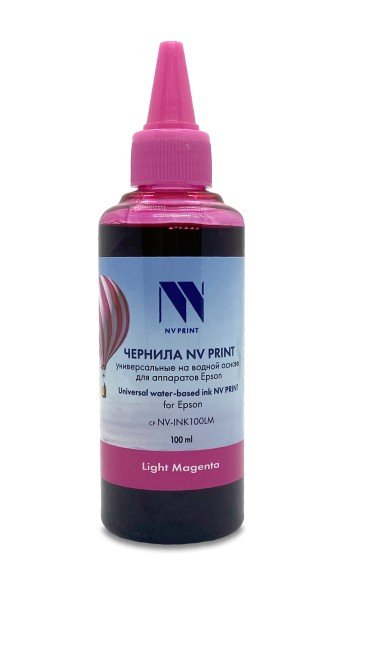 Чернила NV PRINT универсальные на водной основе NV-INK100LM для аппаратов Epson (100ml) Light Magenta совместимые