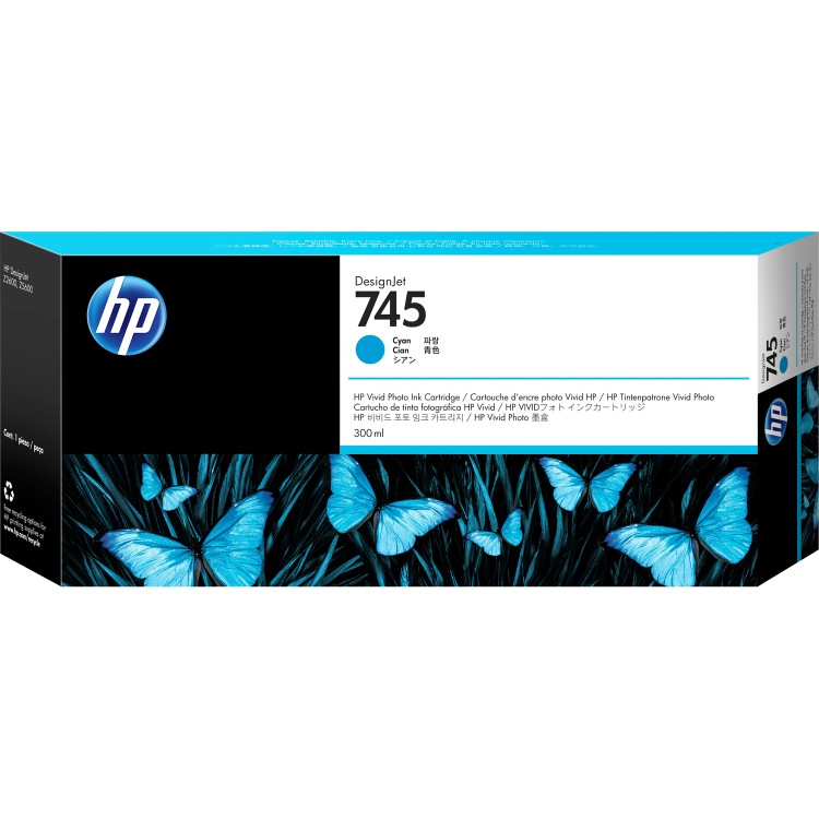 Картридж HP 745 300-ml Cyan Ink Cartridge