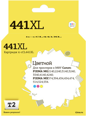 IC-CCL441XL Картридж T2 для Canon PIXMA MG2140/3140/3540/MX394/434/474, цветной