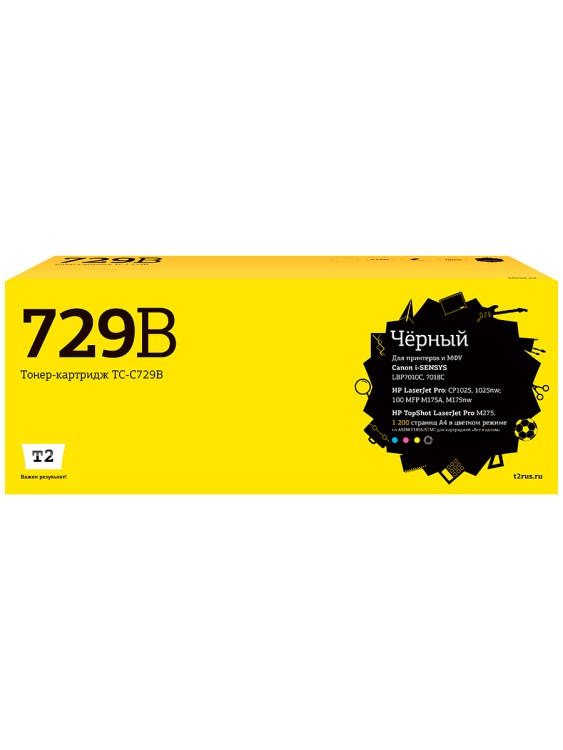 TC-C729B Картридж T2 для Canon i-SENSYS LBP7010C/HP LJ Pro CP1025 (1200 стр.) Черный, с чипом