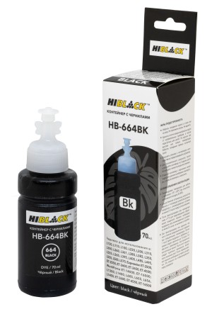 Контейнер с чернилами Hi-Black (HB-664BK) для Epson L130/L310/L405/L655,C13T66414A,  Bk, 70ml
