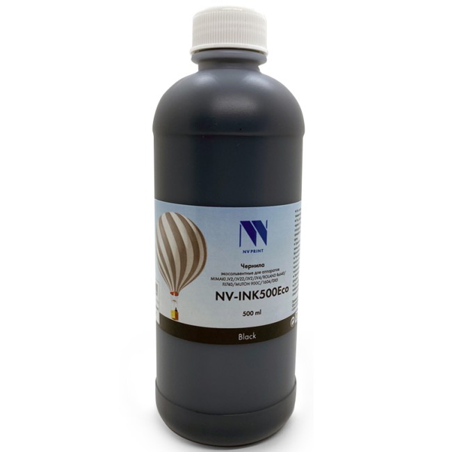 Чернила NV PRINT экосольвентные NV-INK500BkEco для аппаратов Epson, Mimaki, Mutoh, Roland (500ml) Black