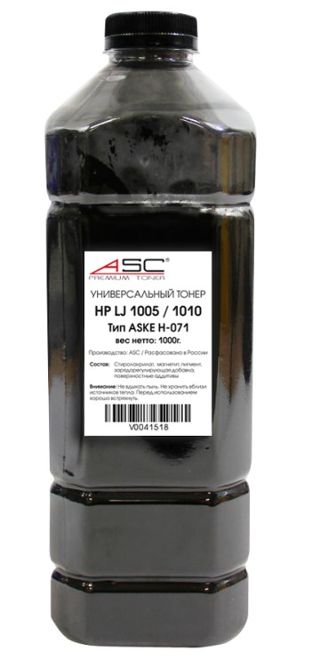 Тонер Универсальный для НР LJ 1005/1010, тип ASKE H-071, Bk, 1 кг, канистра