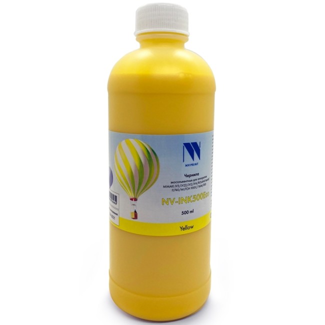 Чернила NV PRINT экосольвентные NV-INK500YEco для аппаратов Epson, Mimaki, Mutoh, Roland (500ml) Yellow
