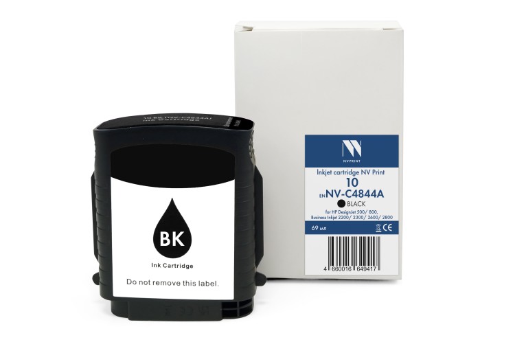 Струйный картридж NV Print 10 (NV-C4844A) Black для HP DesignJet 500/800, Business Inkjet 2200/2300/2600/2800 (69 мл) совместимый