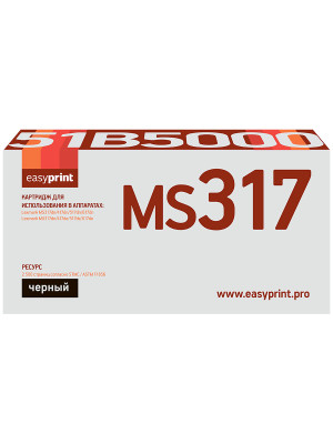 Тонер-картридж EasyPrint LL-51B5000 для Lexmark MS/MX317dn/417dn/517dn/617dn (2500 стр.) черный, с чипом 51B5000 (до прошивки LW75.PRL.P043)