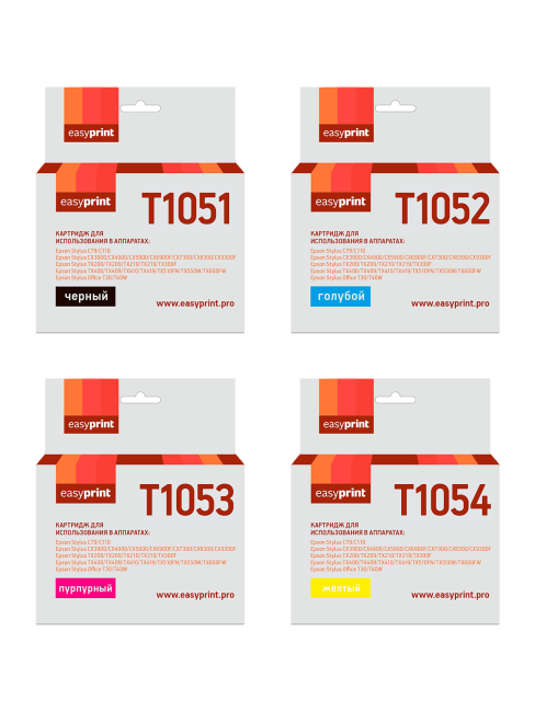 Комплект картриджей EasyPrint IE-T1055_SET для Epson T0735/T1055: черный, голубой, пурпурный, желтый