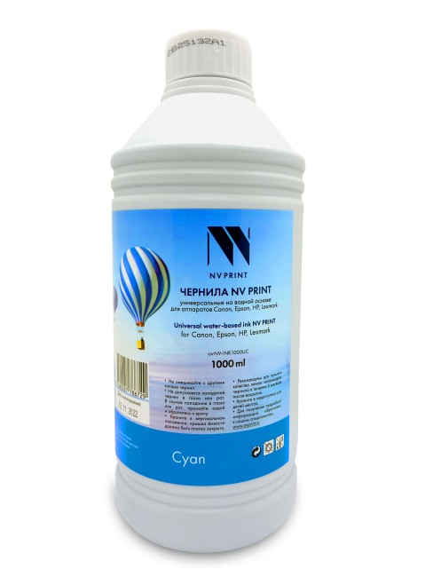 Чернила NV PRINT универсальные на водной основе NV-INK1000UC для аппаратов Сanon/Epson/НР/Lexmark (1000 ml) Cyan совместимые