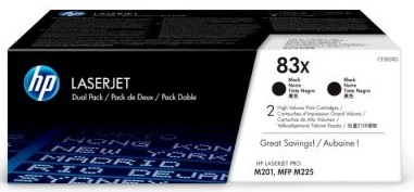Cartridge HP 83X для LJ M201/M225 (2 х 2 200 стр.), черный, упаковка из 2 шт.