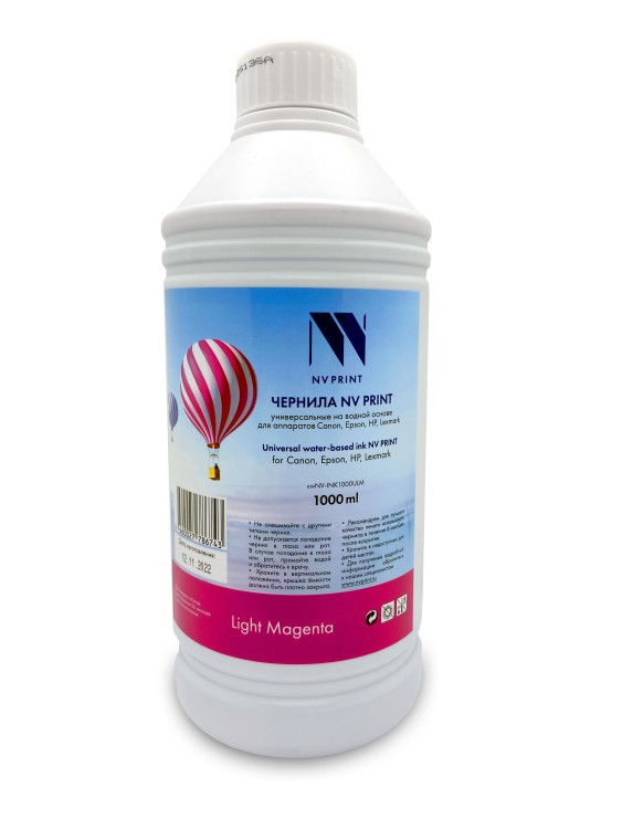Чернила NV PRINT универсальные на водной основе NV-INK1000ULM для аппаратов Сanon/Epson/НР/Lexmark (1000 ml) Light Magenta совместимые